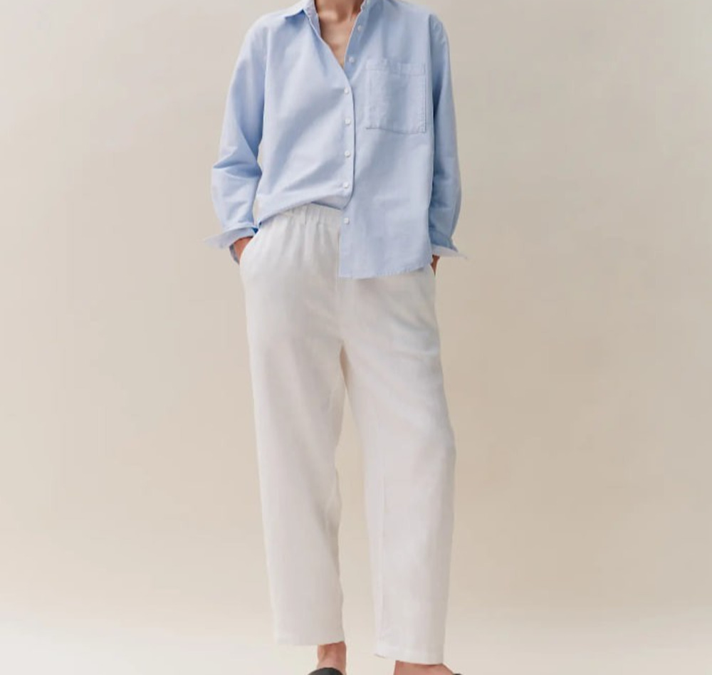 Quince Women's White European Linen Pull On Pants Size XL A010902